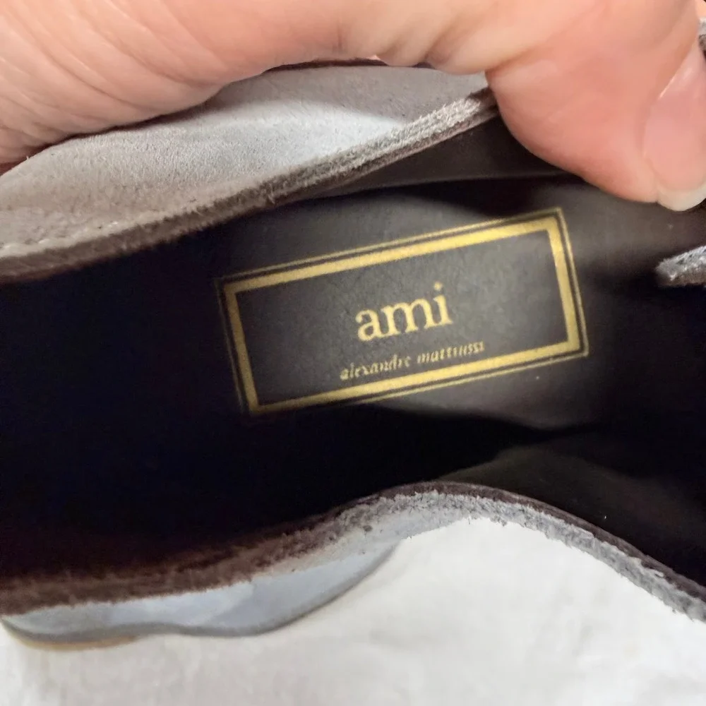 Ami Alexandre Mattiussi Mens Grey Suede Crepe Sole Derby Shoes Size 11 44 NWOT